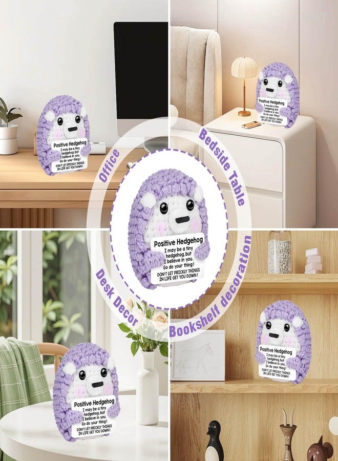 Gorbgle Mini Positive Crochet Animals, Inspirational Birthday Gifts for Women, Funny Emotional Support Crochet Plush Decor for Men Mom Dad Husband Daughter Sister Best Friend Coworker, Hedgehog - Image 5